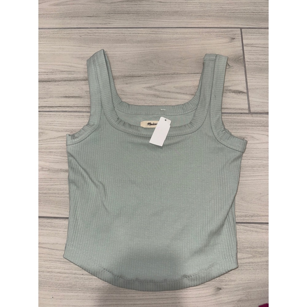 Madewell Brightside Ribbed Scoopneck Tank Top Sage Green XXS NWT